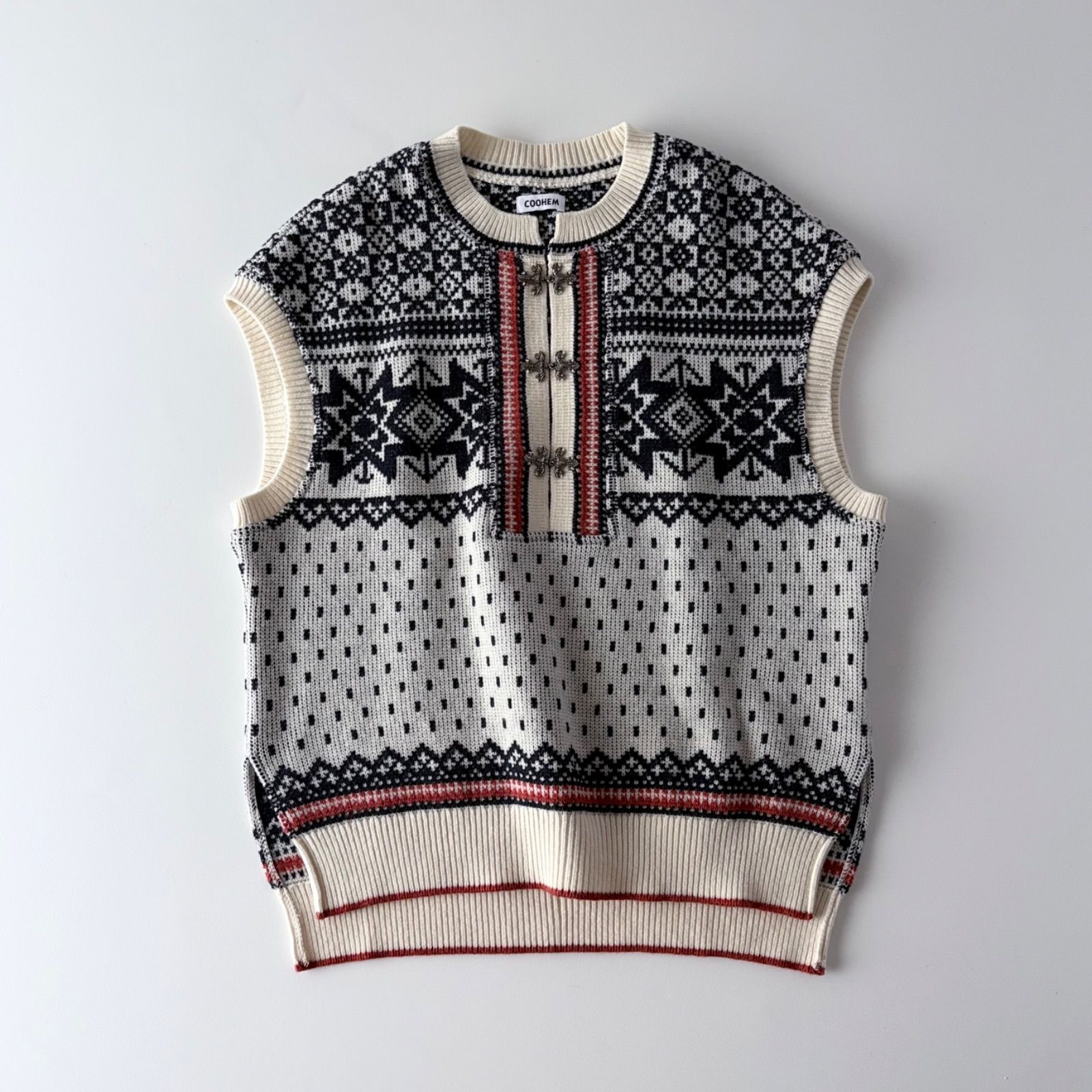 COOHEN コーヘン ノルディックニットベスト レディース F フリーサイズ ウール 柄