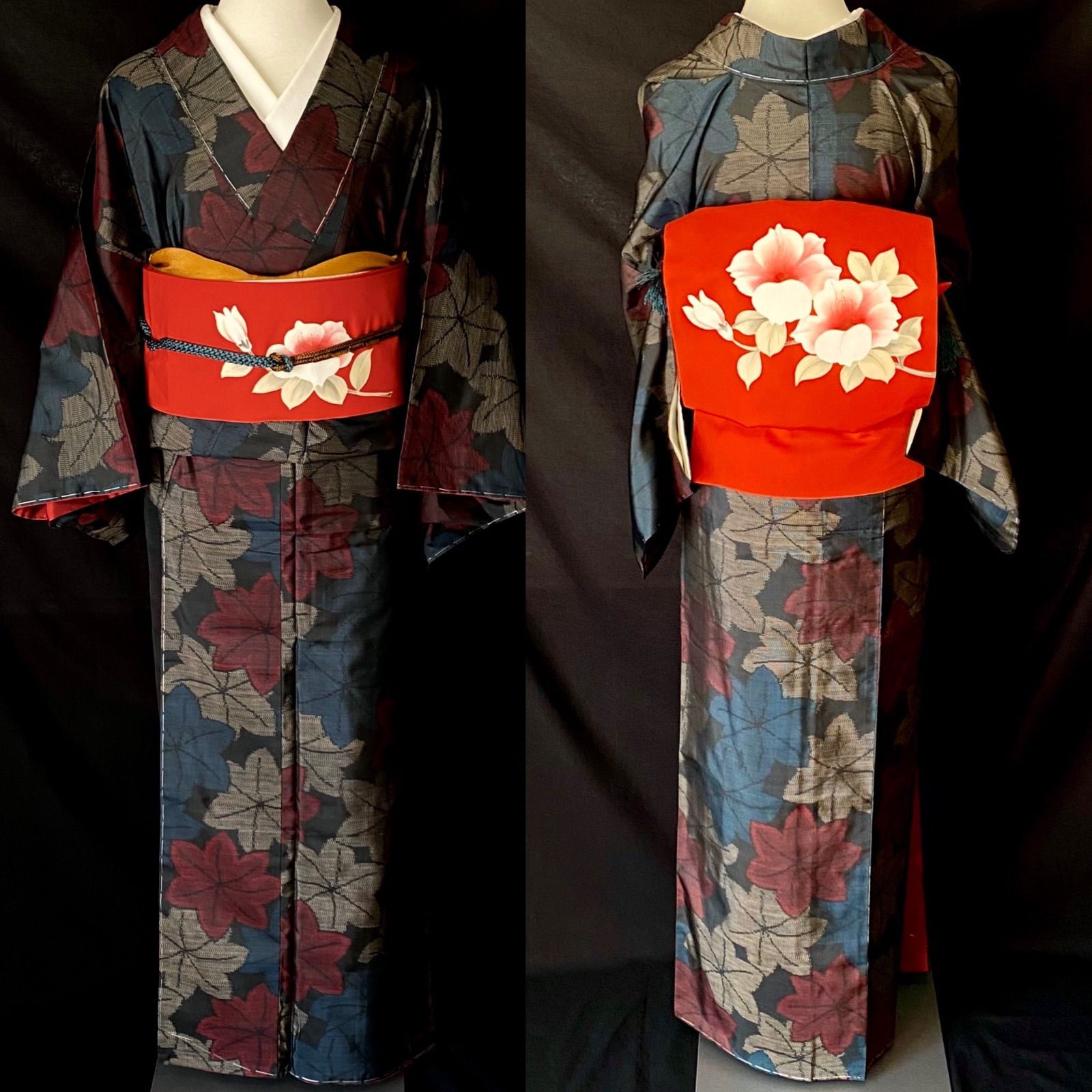 古典に花の華やかな小紋〉SALE 3シーズン 起こる 茶系の小紋 花