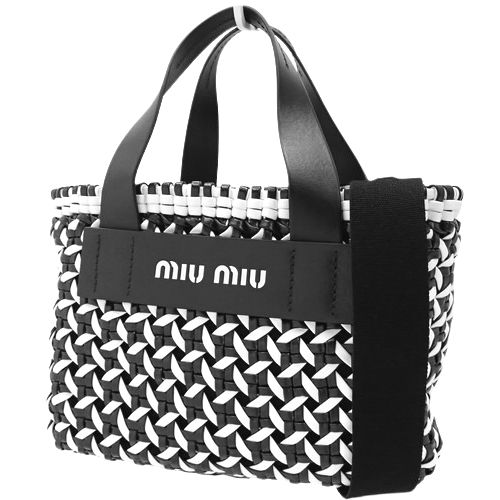 miumiu 5BA077 親しく ストラップショルダー付き2wayトートバッグ 
