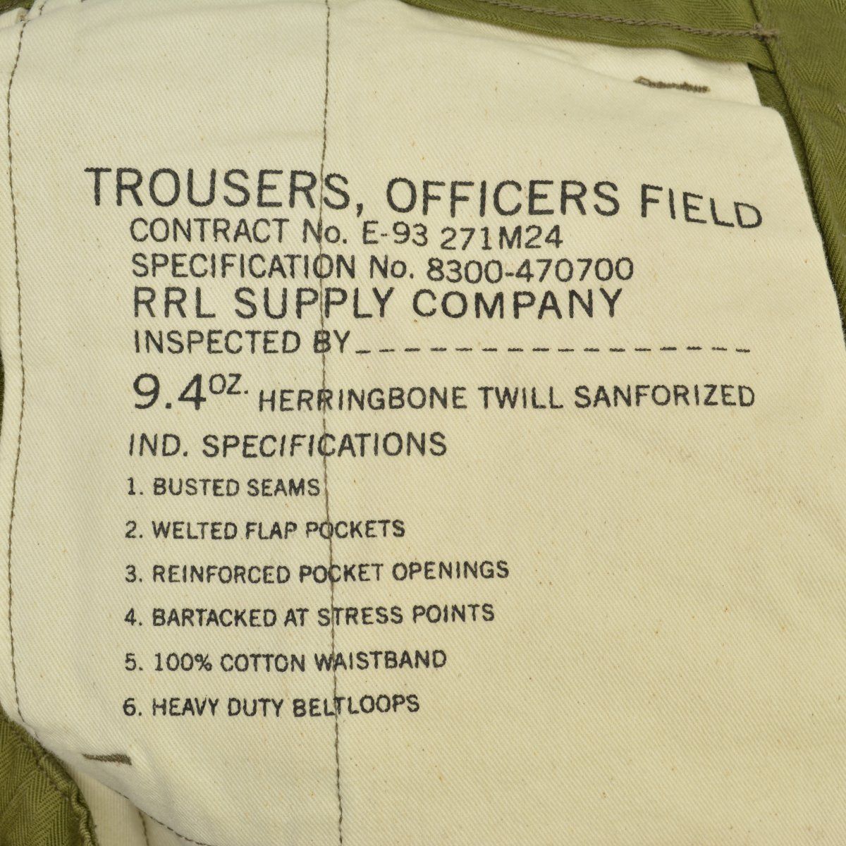 RRL/DOUBLERL】TROUSERS OFFICERS FIELD ヘリンボーンツイル  