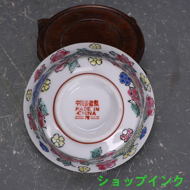 未使用品 中国茶器 粉彩白地万花図三才蓋碗 湯呑み 食器 茶器 茶道具