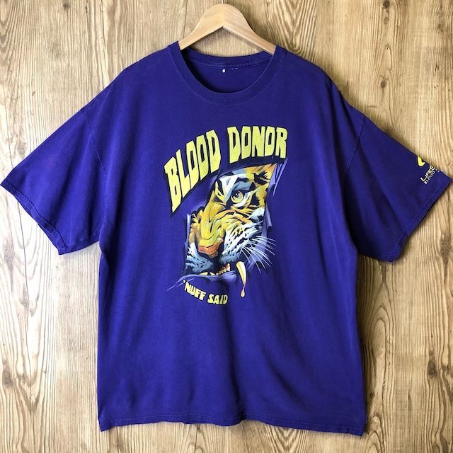 BLOOD DONOR 企業物 覗き虎 デザイン プリント Tシャツ メンズ XLサイズ位 アメカジ ストリート コレクター ストリート アメカジ 古着 e24051408