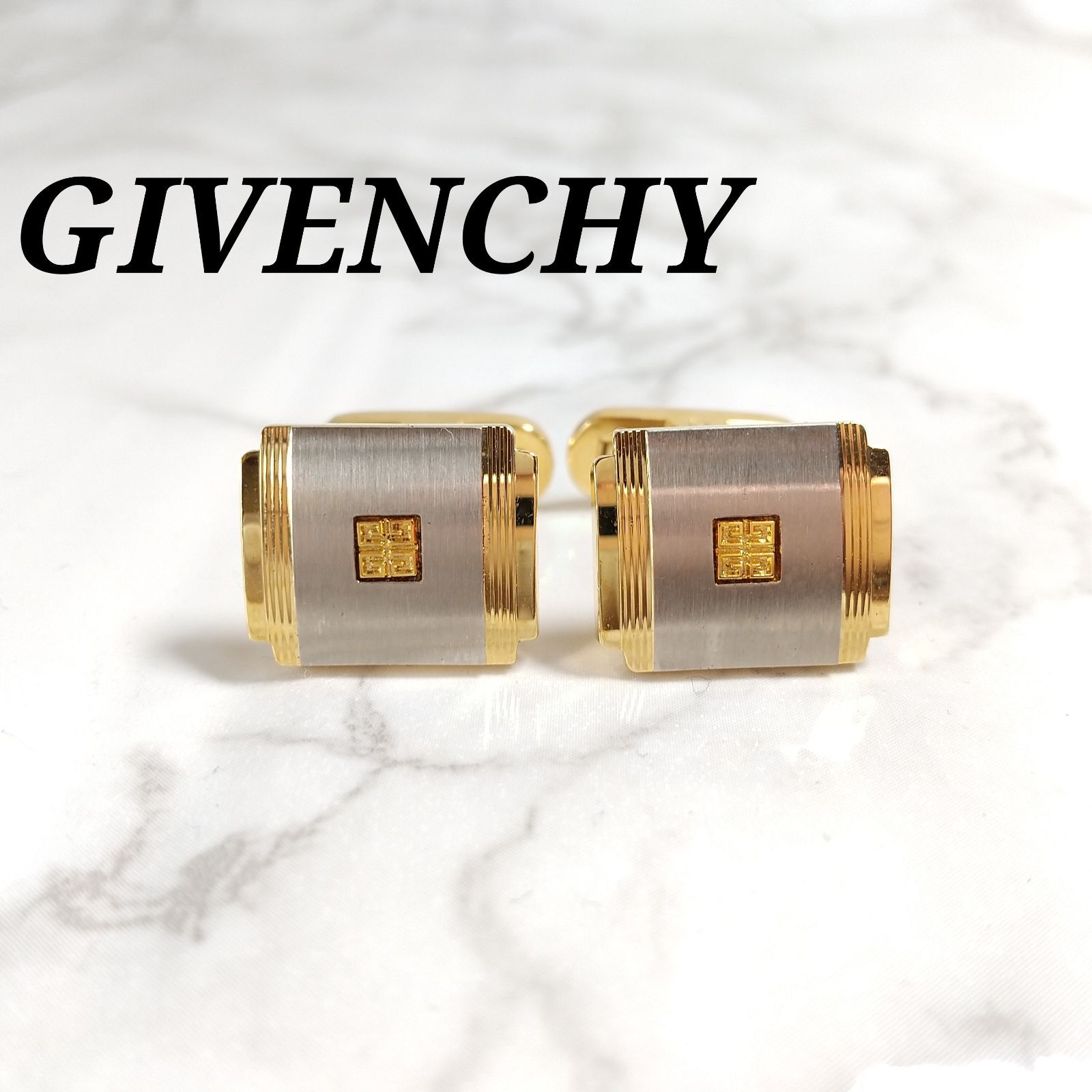 ジバンシー　GIVENCHY　4Gロゴ　カフス　カフリンクス　シルバー　ゴールド