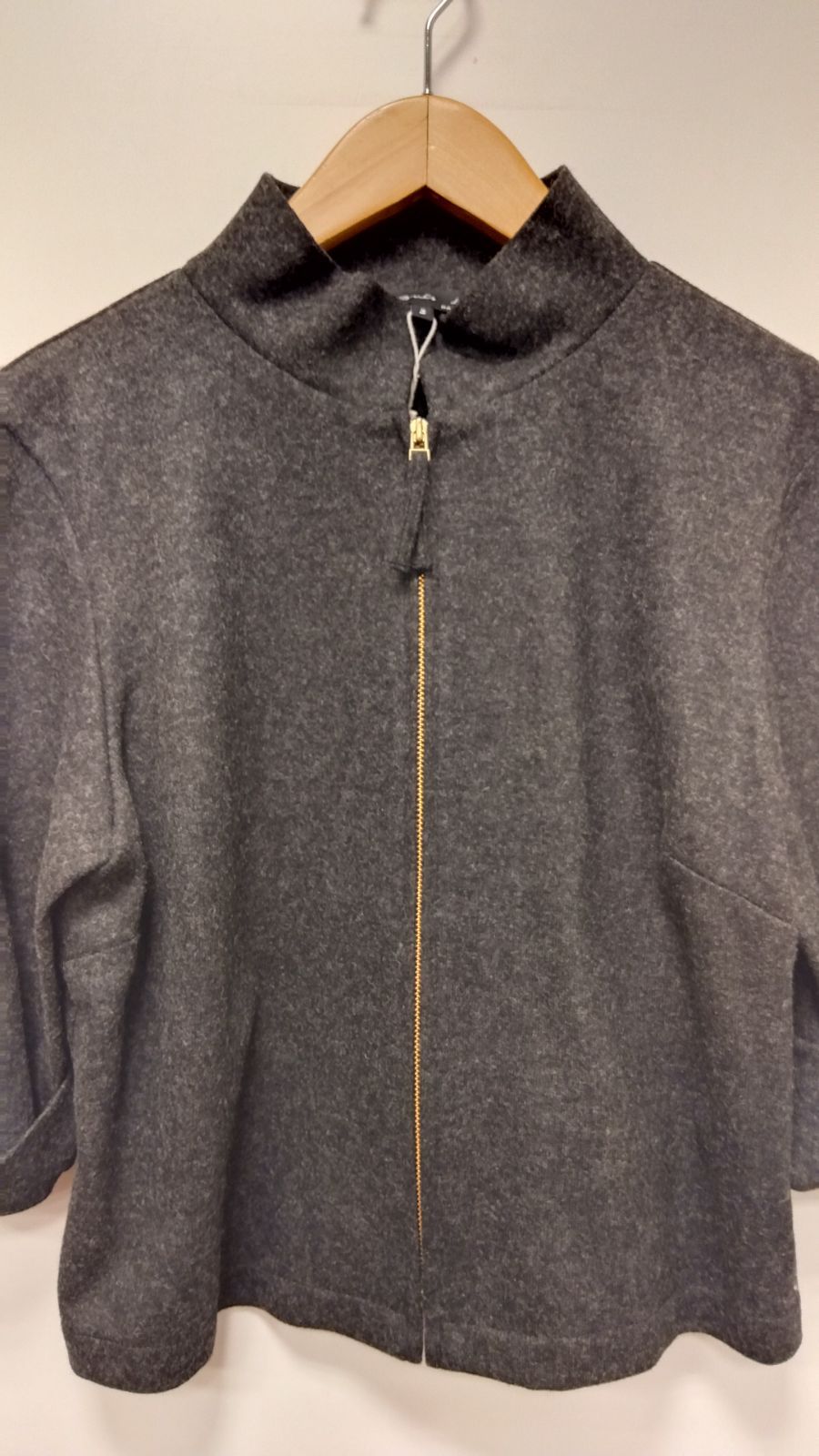 【良品】agnesb アニエス べー ノーカラー ウールジャケット XL グレー M2 未使用品 アニエスベー agnes.b ノーカラージャケット グレーカラー