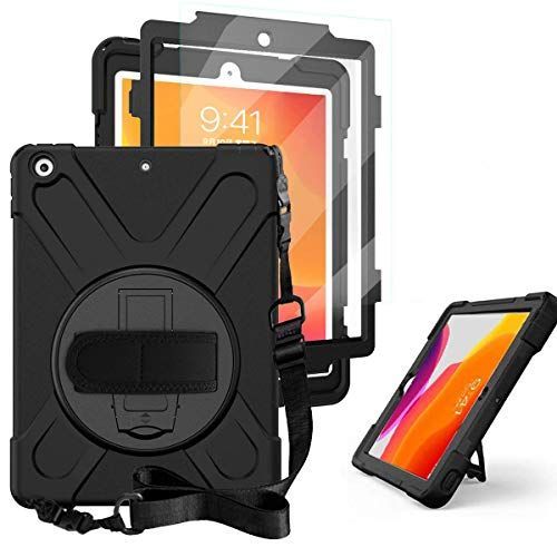 iPad 10.2/7/8/9th(フィルム付き）_（Black） iPad 9世代 8世代 ケース