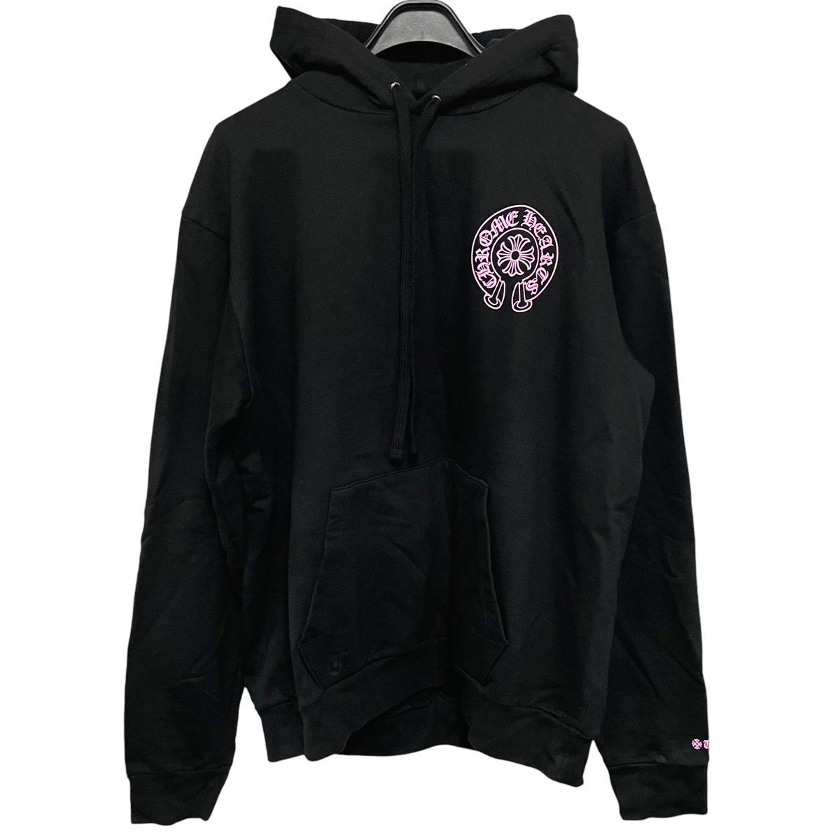 【中古】 CHROME HEARTS クロムハーツ WWW.CHROMEHEARTS.COM HOODIE Lサイズ ブラック/ピンク オンライン限定 パーカー フーディ メンズ 24011182DS