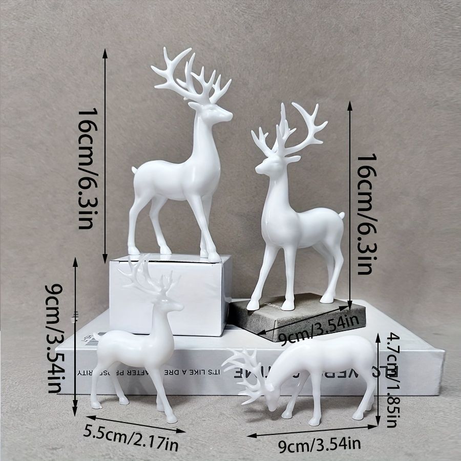 クリスマスオブジェ 置物 クリスマス 4匹のトナカイ ホワイト トナカイの家族 冬 インテリア ミニチュア インテリア雑貨 室内 寝室 玄関 プラスチック 庭 ガーデニング プレゼント ギフト 贈り物