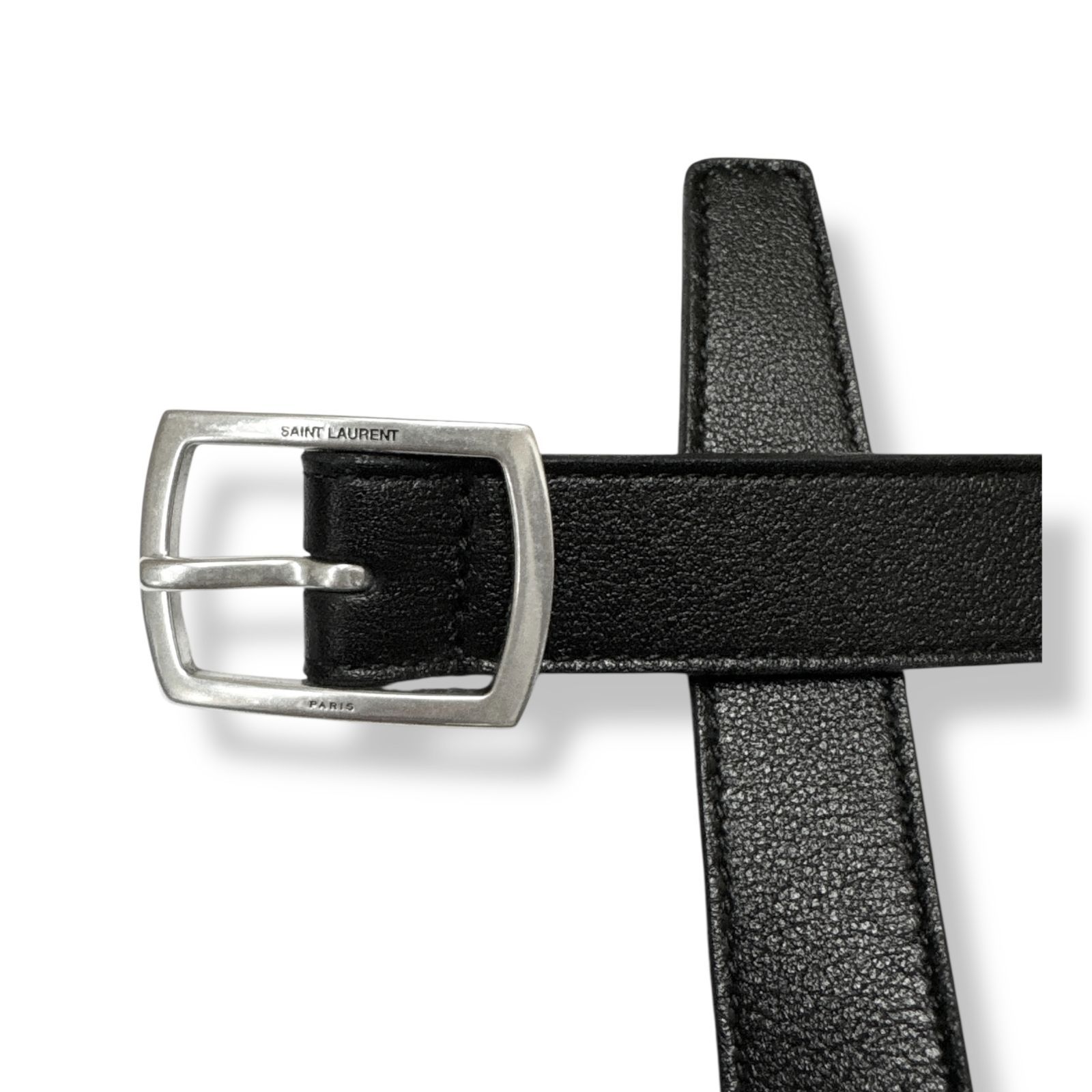 SAINT LAURENT サンローラン GRZ593303 レザー　ベルト SAINT LAURENT ロゴバックルレザーナローベルト サンローラン
