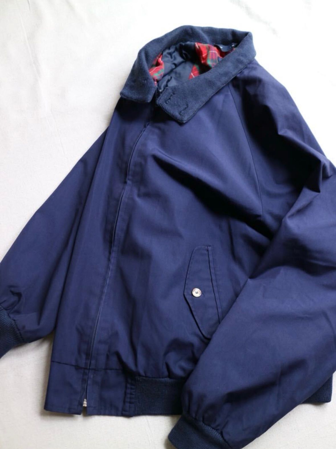 90s LANDS' END ハリントン ジャケット / L ポリ コットン ネイビー