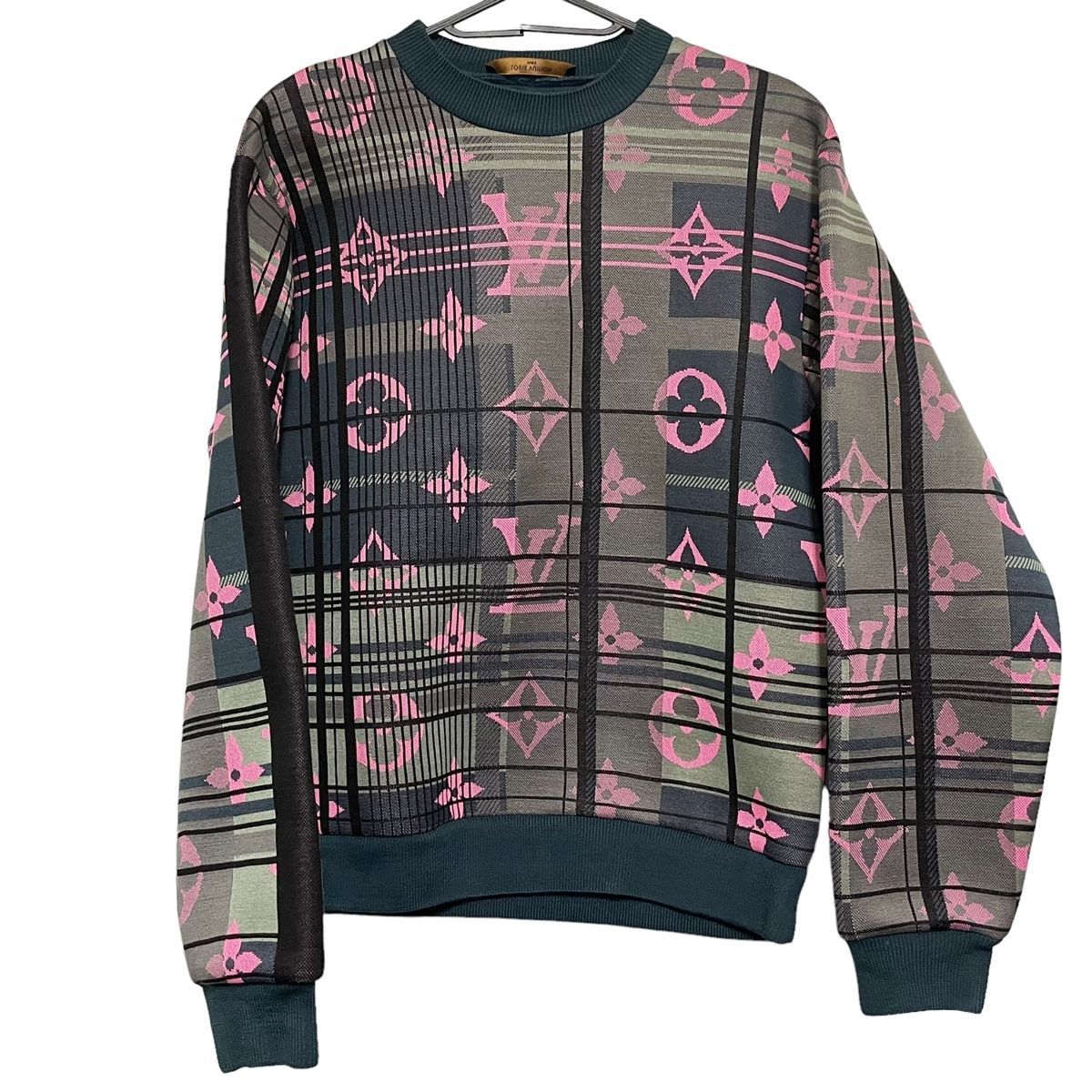 中古】 LOUIS VUITTON ルイ・ヴィトン スウェットトレーナー HKY75WZRW マルチカラー・モノグラムジャガード 緑/ピンク系 XS  メンズ 厚手 春秋冬 24020868 MK - メルカリ