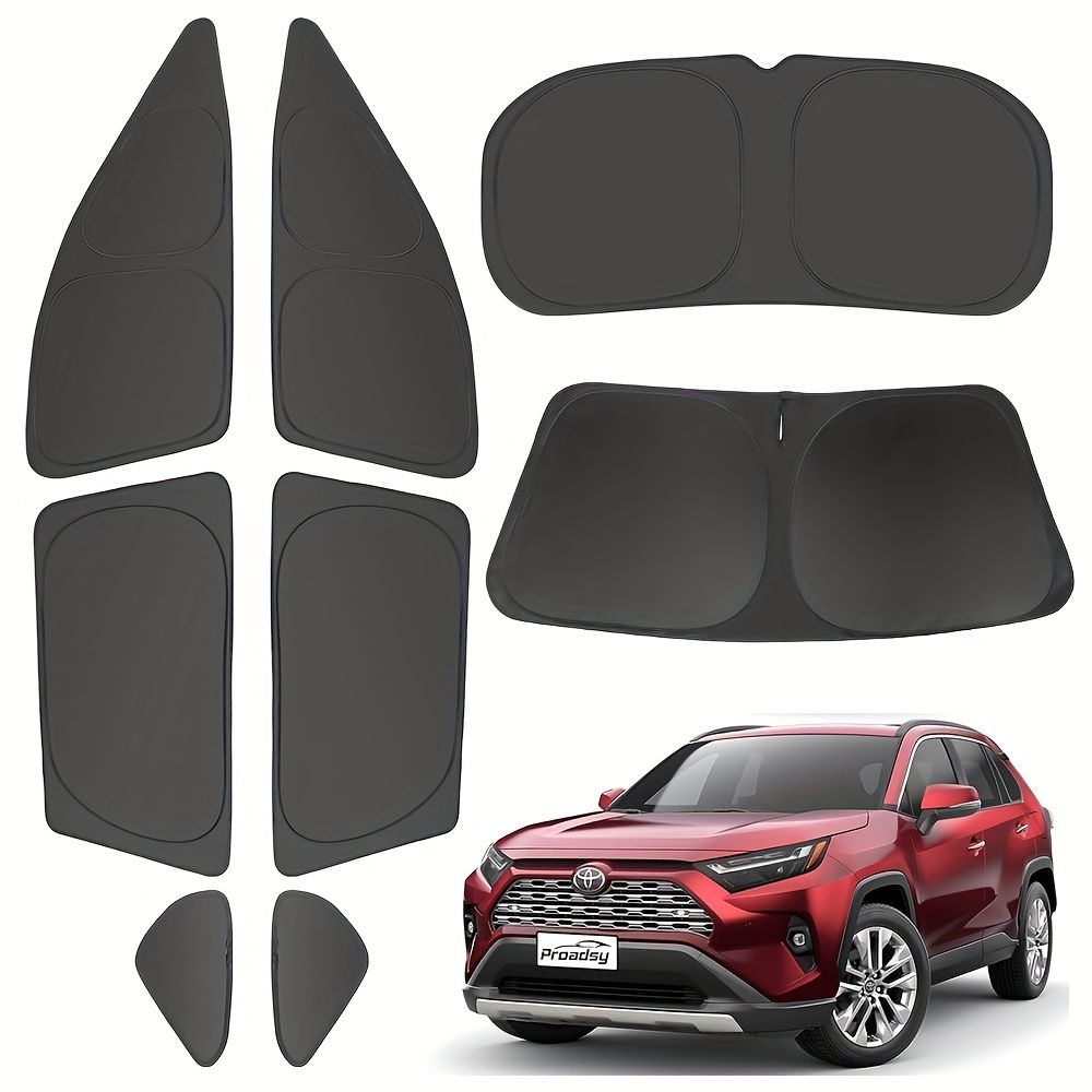RAV4 2019-2025用の8個セットの車用品 フロント サイド リア三角窓用の日よけを含み UV線やプライバシーからフロントガラスを保護し キャンプ 昼寝 リラックスに適しています
