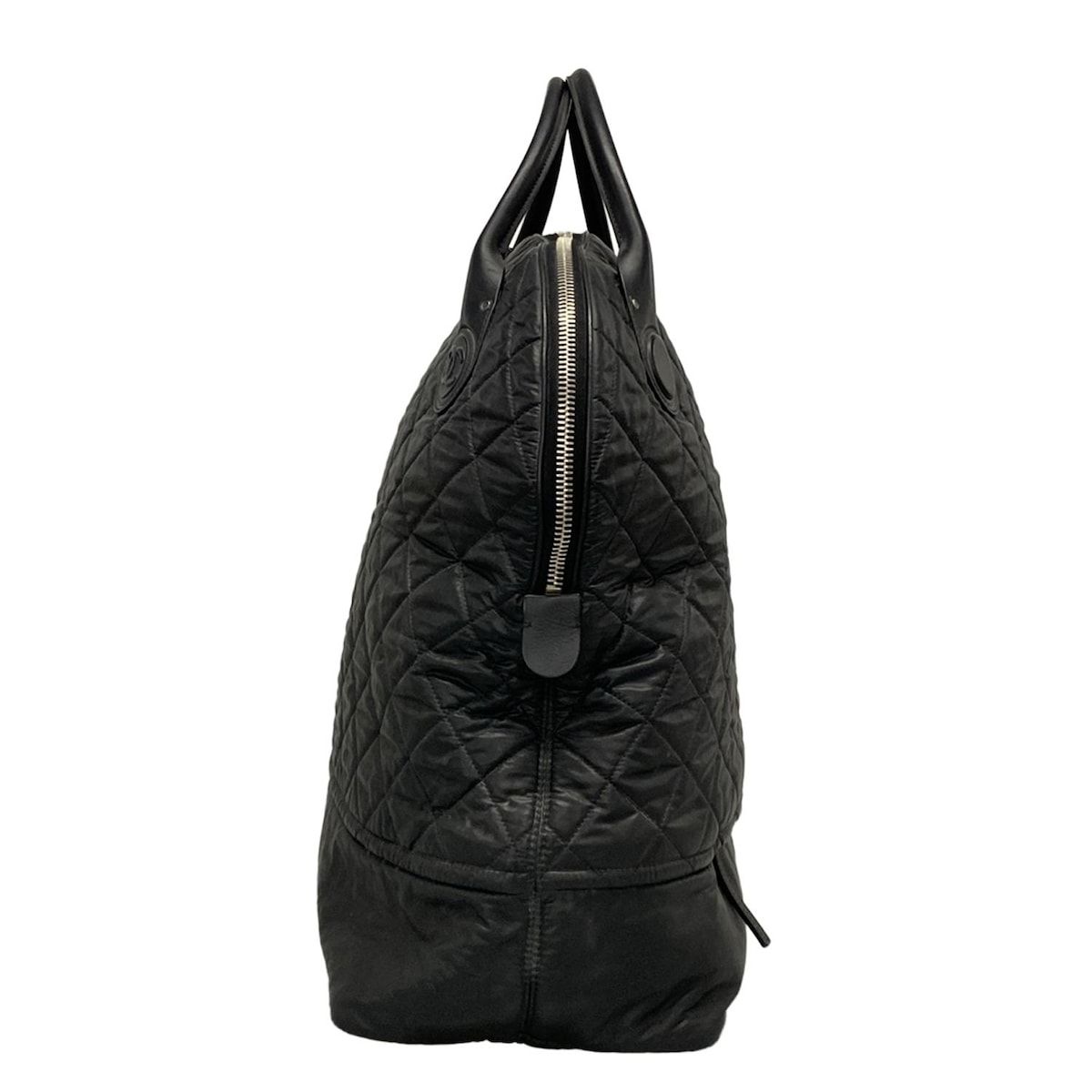 CHANEL シャネル ボストンバッグ マトラッセ 黒 シルバー金具 VP2014 レザー