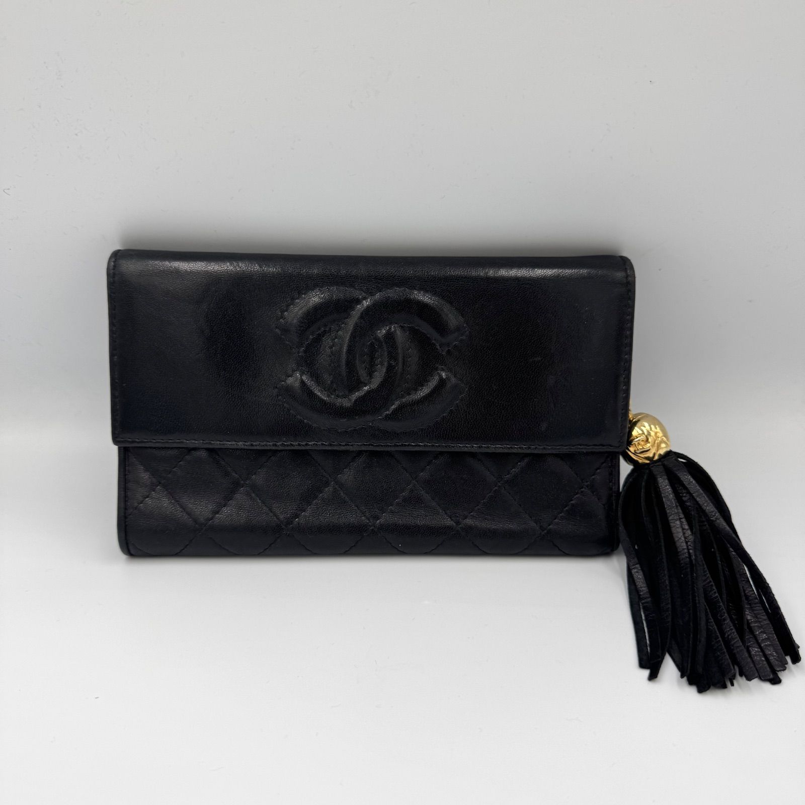 CHANEL ロングウォレット ココマーク ブラック ラムスキン
