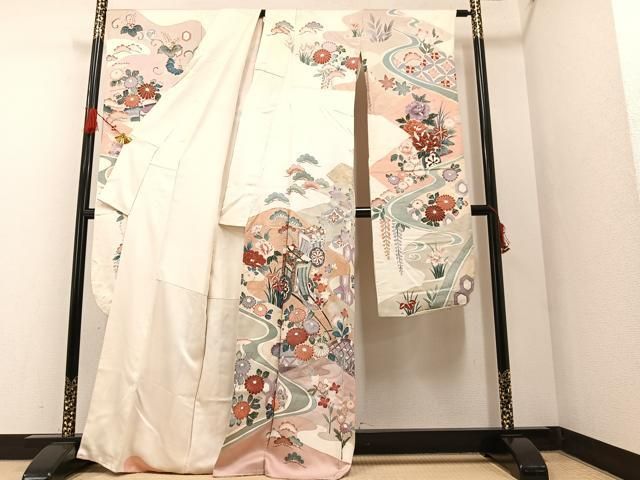 平和屋着物○豪華振袖 紅型 籬御所解花鳥文 金彩 正絹 逸品 CAAU1871yc  