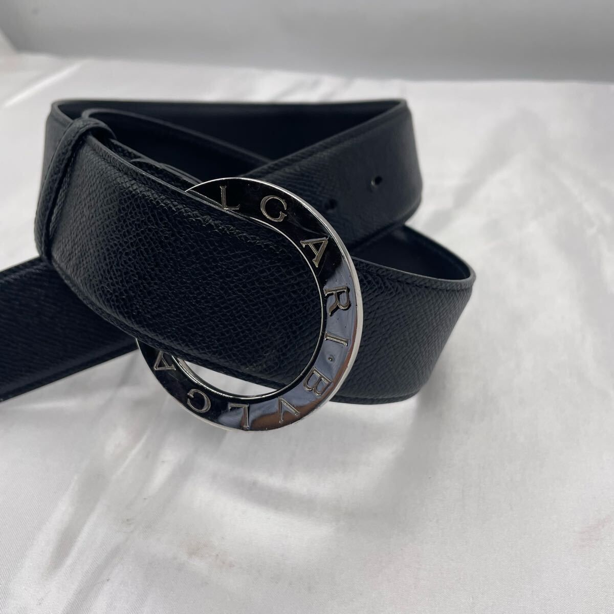 BVLGARI】ブルガリ メンズ 本革ベルト ブラック ロゴバックル