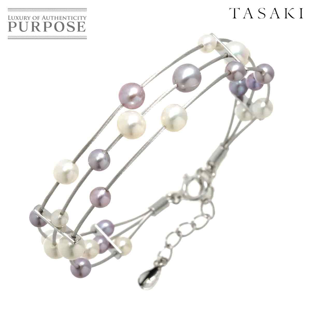 タサキ TASAKI 淡水真珠 5.8-3.8mm ブレスレット 19cm K18 WG 750 田崎 