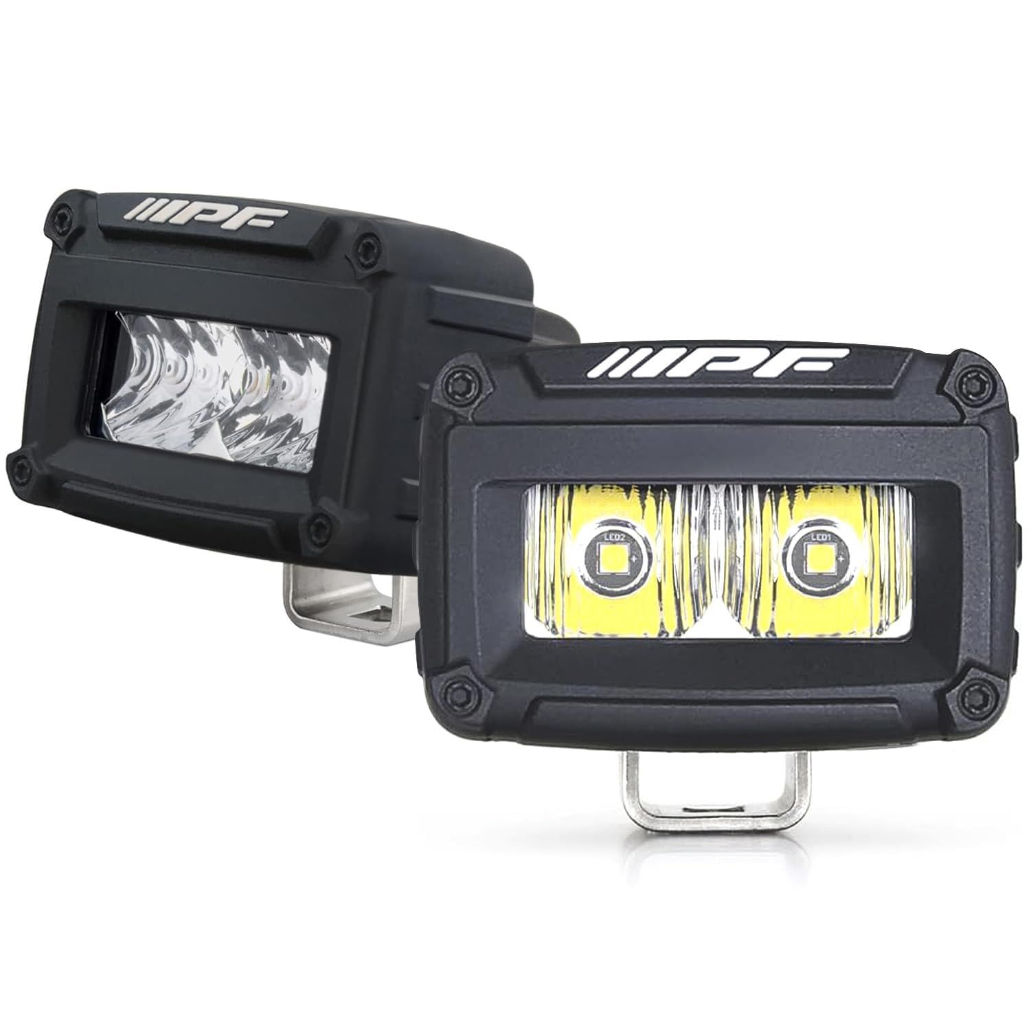 IPF フォグランプ LED 2インチ 角型 1400lm 13600cd 6000K ホワイト 12V用 2個入 ドライビング配光 シングルサイズ 軽量 コンパクト 防水 S-631