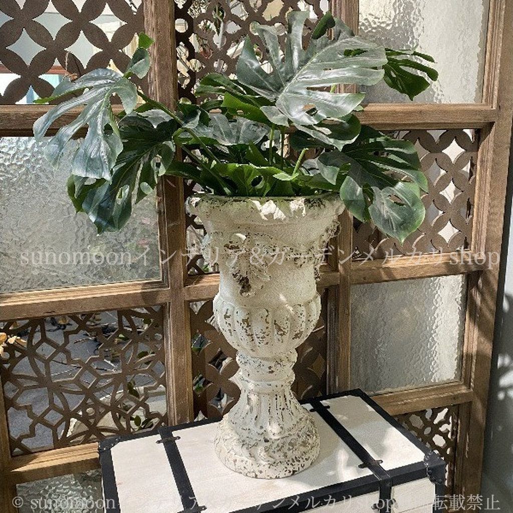 ヴィンテージ調 ガーデン ヨーロッパスタイル 8-14 お洒落 ガーデンインテリア 鉢植え 雑貨 庭の装飾 シャビー加工 プランター ガーデン雑貨 おしゃれ ガーデニング インテリア 植木鉢 酸化マグネシウム素材 ホワイト YUZUMIYA_COM