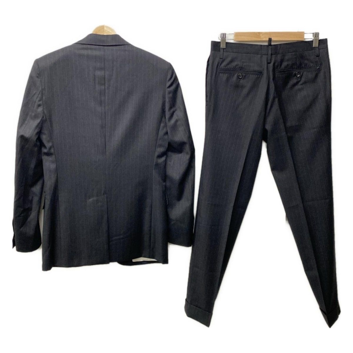 DSQUARED2 ディースクエアード シングルスーツ メンズ - ダークグレー×ライトグレー ストライプ
