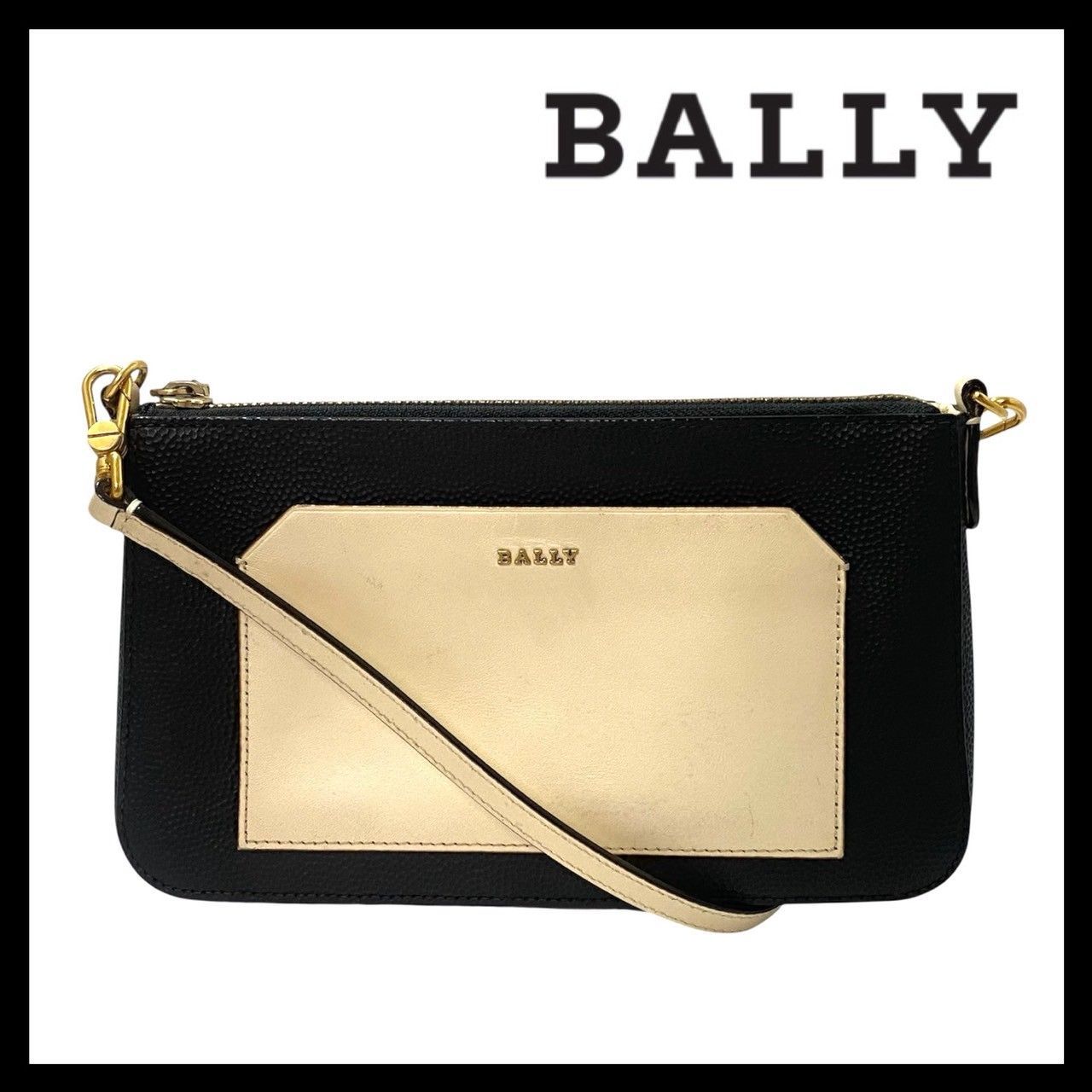 M【BALLY】ミニ ショルダーバッグ レザー バイカラー ブラック/黒 