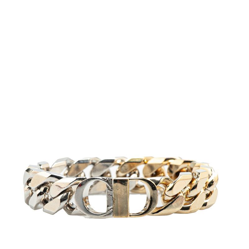 ディオール CDロゴ バイ ブレスレット 喜平チェーン M ゴールド シルバー メッキ メタル レディース Dior 222-05380