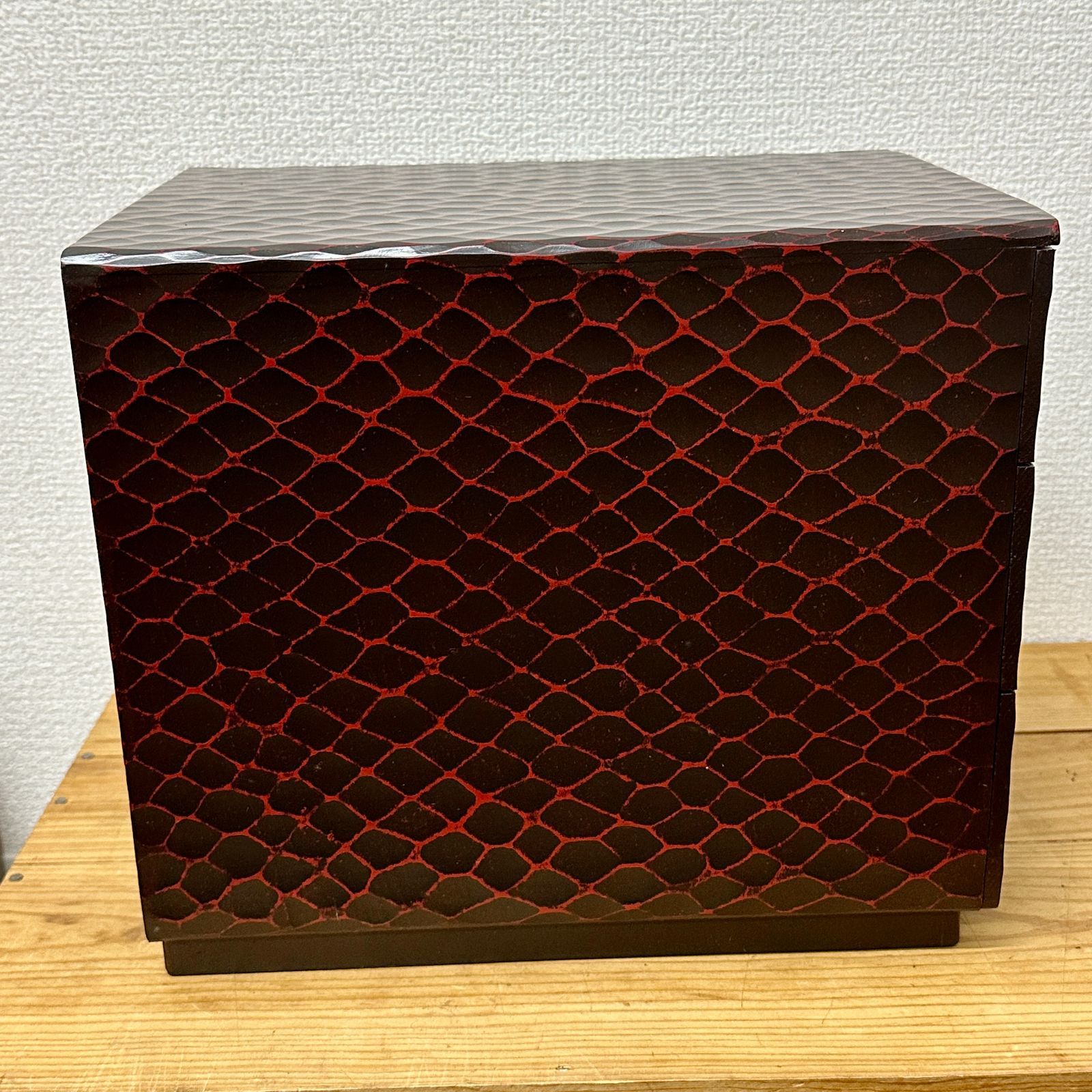 鎌倉彫 便箋入れ 小引出し 牡丹 三段 昭和レトロ 伝統工芸品