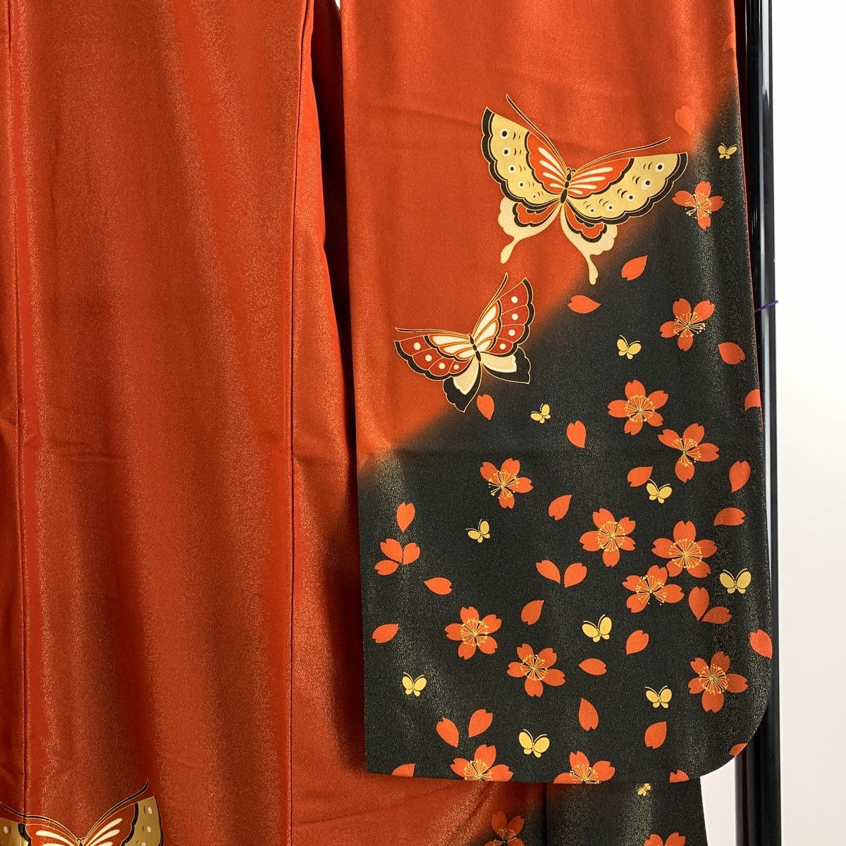 振袖 身丈160.5cm 裄丈66.5cm M 袷 袋帯フルセット 蝶 桜 金