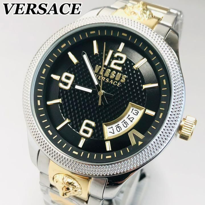 【新品未使用】定価４万円 ヴェルサスヴェルサーチ メンズ腕時計★ゴールドブラックNスペースデザイン