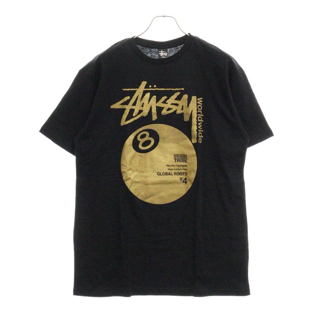 STUSSY (ステューシー) 8ボールプリンt半袖カットソー 半袖Tシャツ ブラック/ゴールド