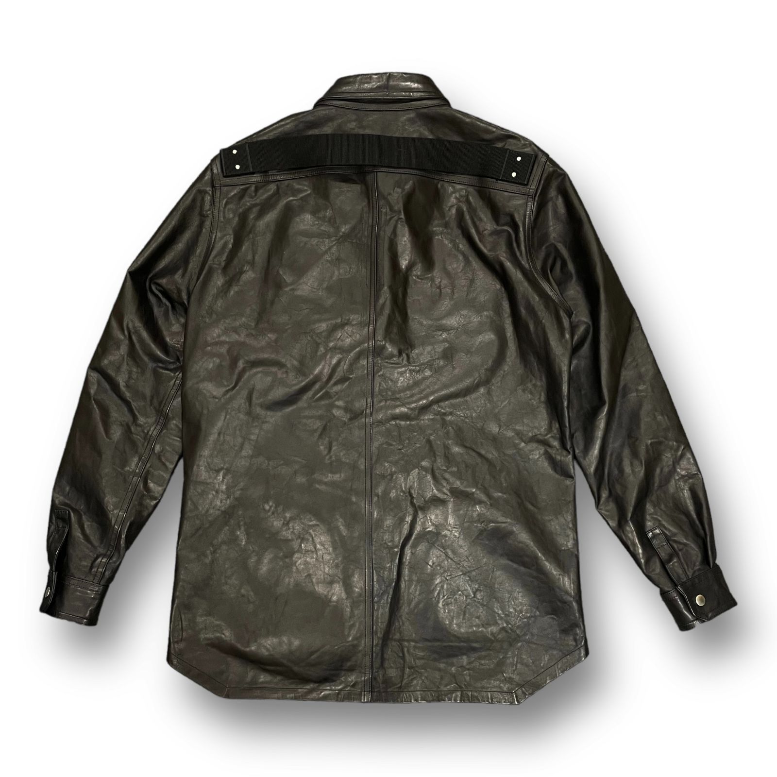 美品 Rick Owens 22SS leather outer shirts レザー アウター シャツ リックオウエンス RU01B1729-LGW  ブラック 48