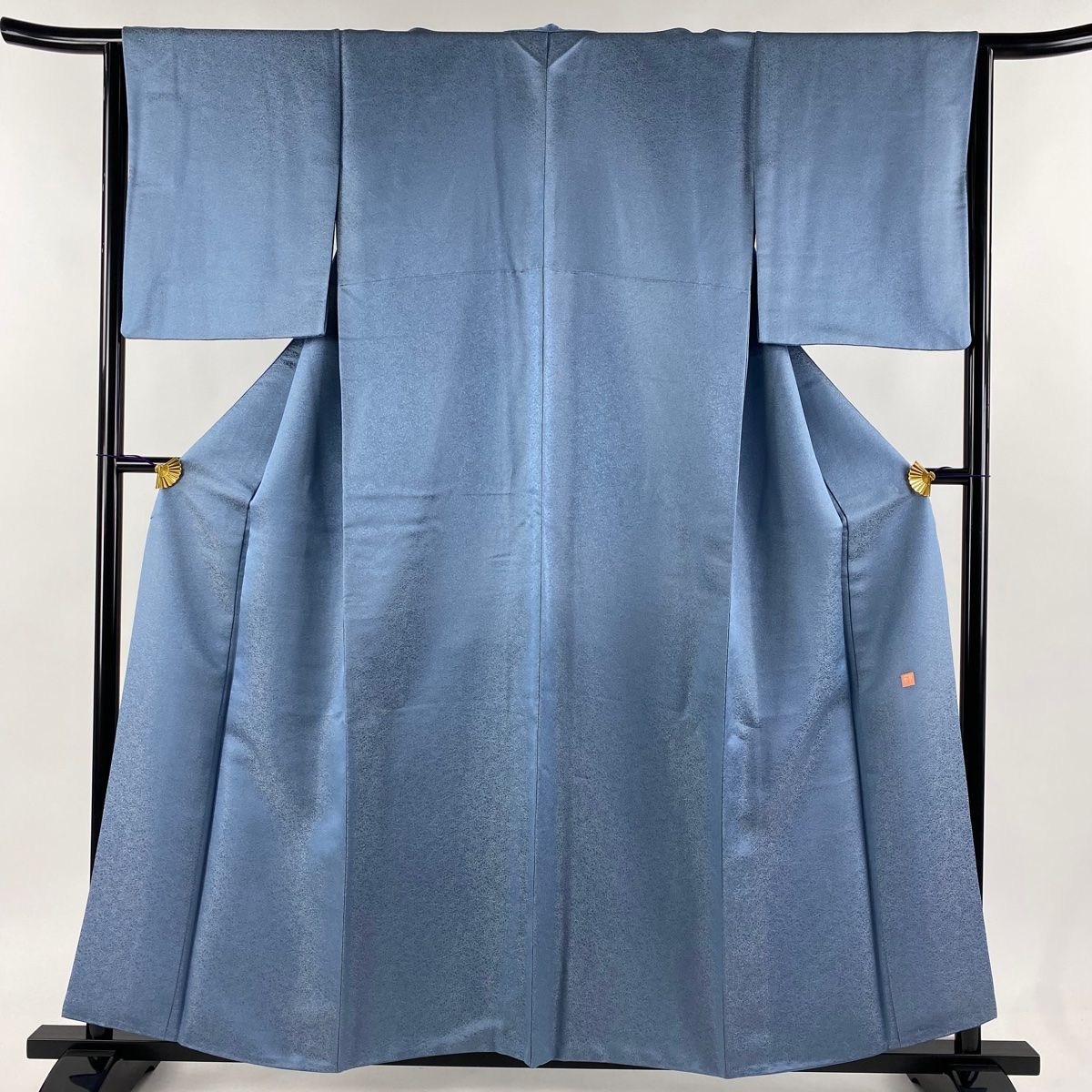 色無地 身丈157cm 裄丈65cm M 袷 久保田一竹工房 落款 花唐草 金糸 青灰色 正絹