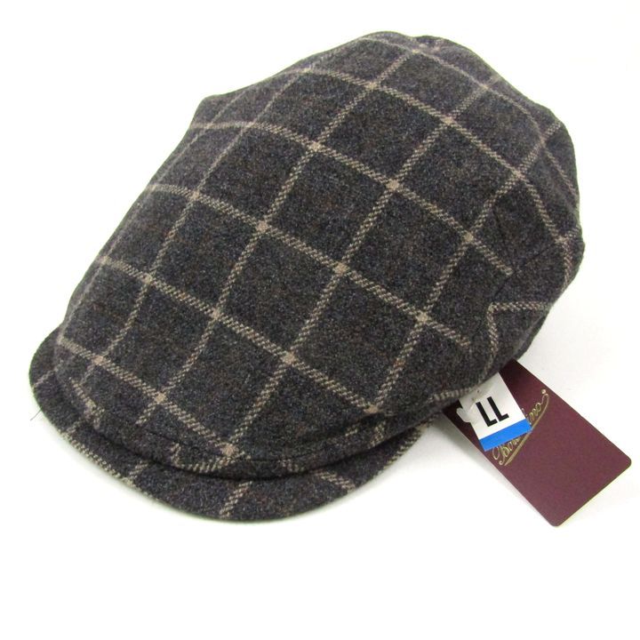 ボルサリーノ ハンチング 帽子 ブランド チェック柄 ウール メンズ LL 59.5cm サイズ グレー Borsalino