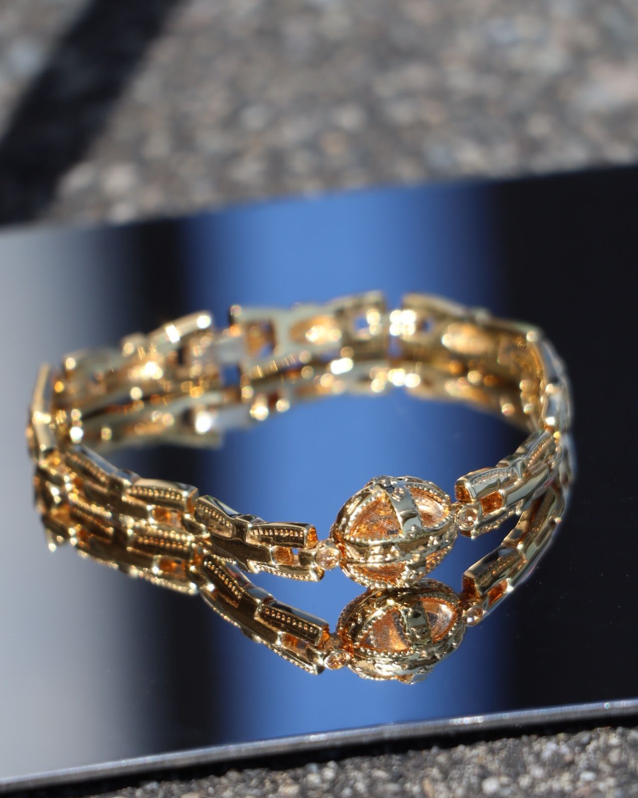 textured chunky cross motif chain vintage bracelet クロス