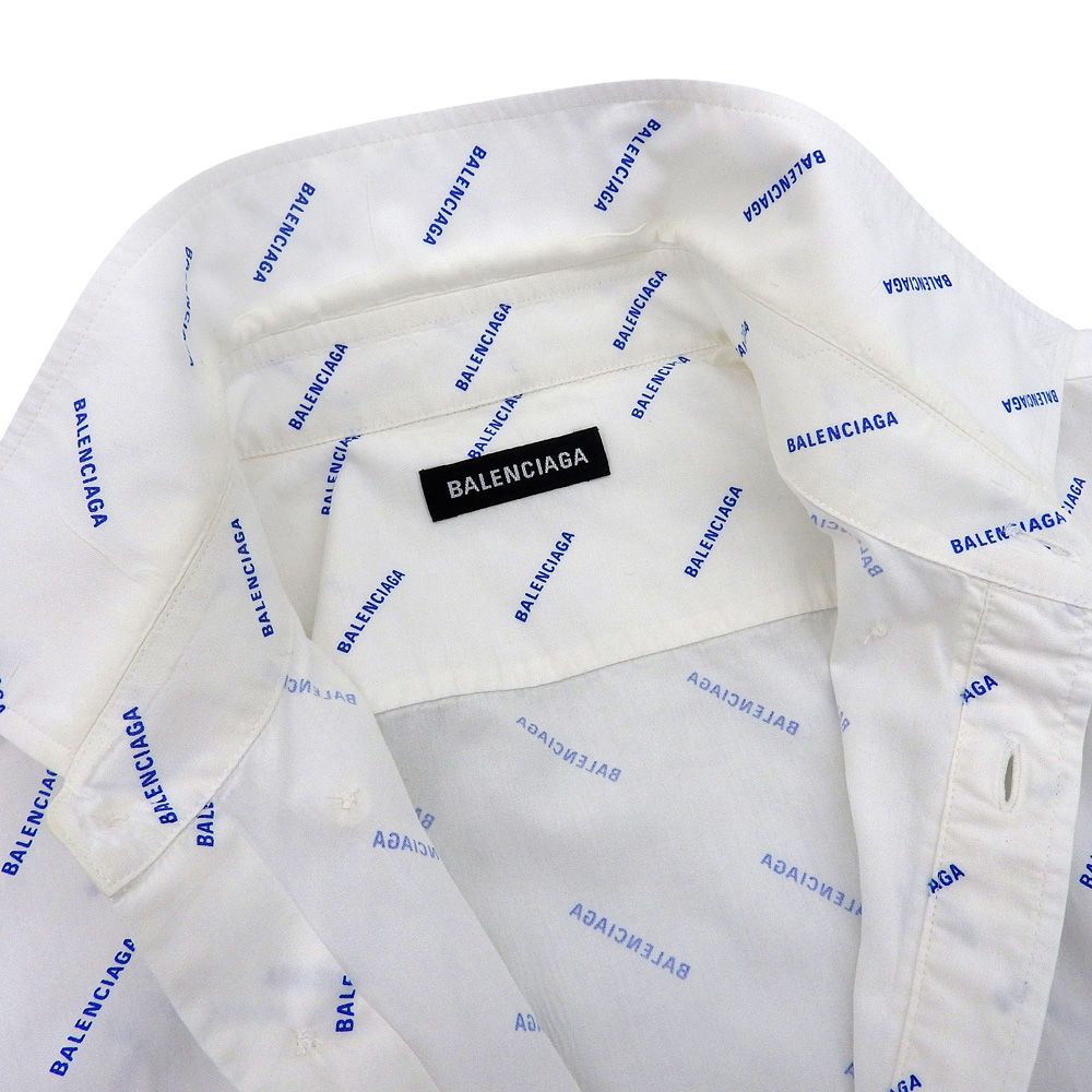 バレンシアガ ワイシャツ BALENCIAGA 本物保証】 バレンシアガ BALENCIAGA ロゴ 青文字 カッター