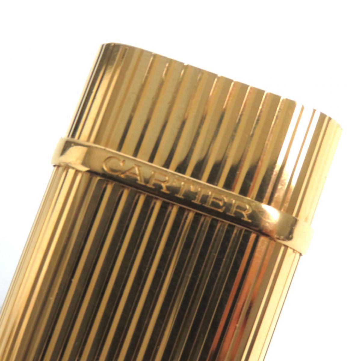 カルティエ 良品▽Cartier ゴドロン ストライプ柄 ロゴ刻印入り 