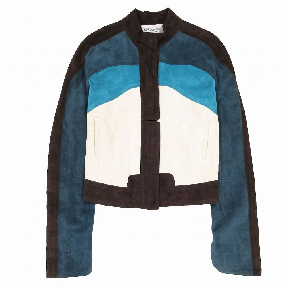 イヴサンローラン リヴゴーシュ Yves Saint Laurent スエード ライダース レザー ジャケット ブルゾン 36 マルチ ur3