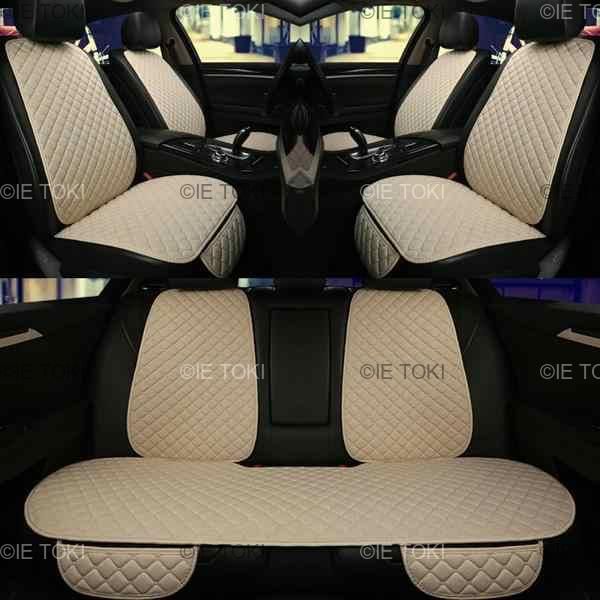 5シート|7個亜麻カーシートカバーセットユニバーサルフィットほとんどのプロテクターと背もたれ自動車ライン夏クッションパッドマット