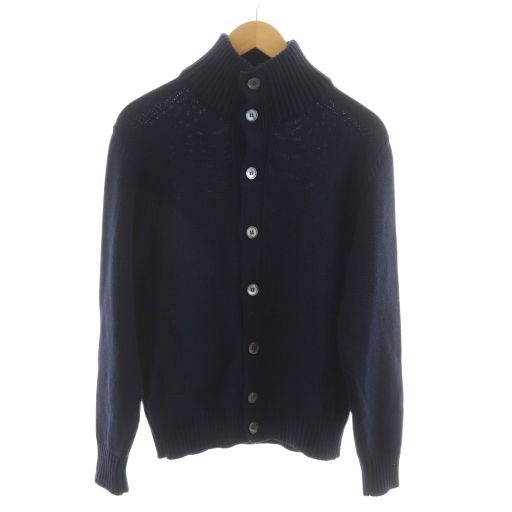ザノーネ ZANONE ハイネックドライバーズニットカーディガン 長袖 ウール 48 紺 ネイビー 7ETJP4 ZC239 RR