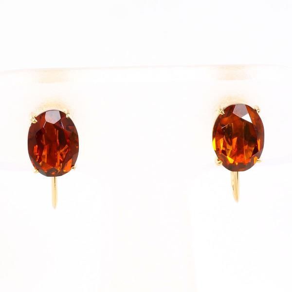 K18YG イヤリング clip-on earrings ガーネット 総重量約1.9g