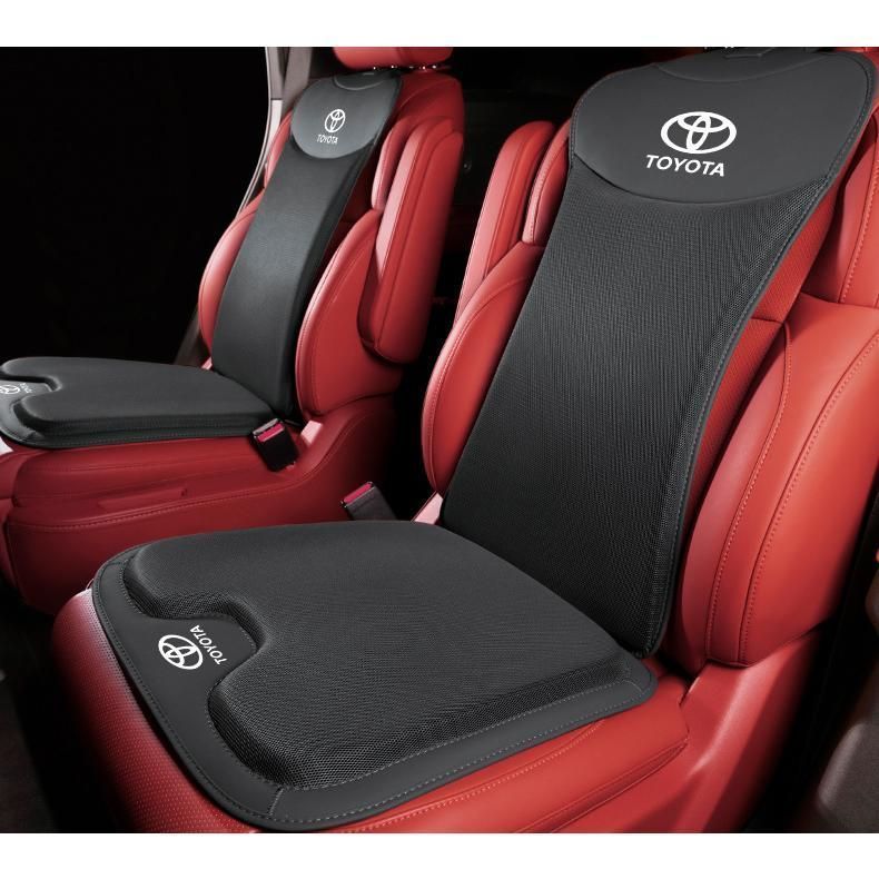 【新品未使用】トヨタブラック車用シートカバーセット シートクッション レーヨン生地+PUレザー 前座席用座布団1枚+座席の背もたれ1枚 aaee qtm