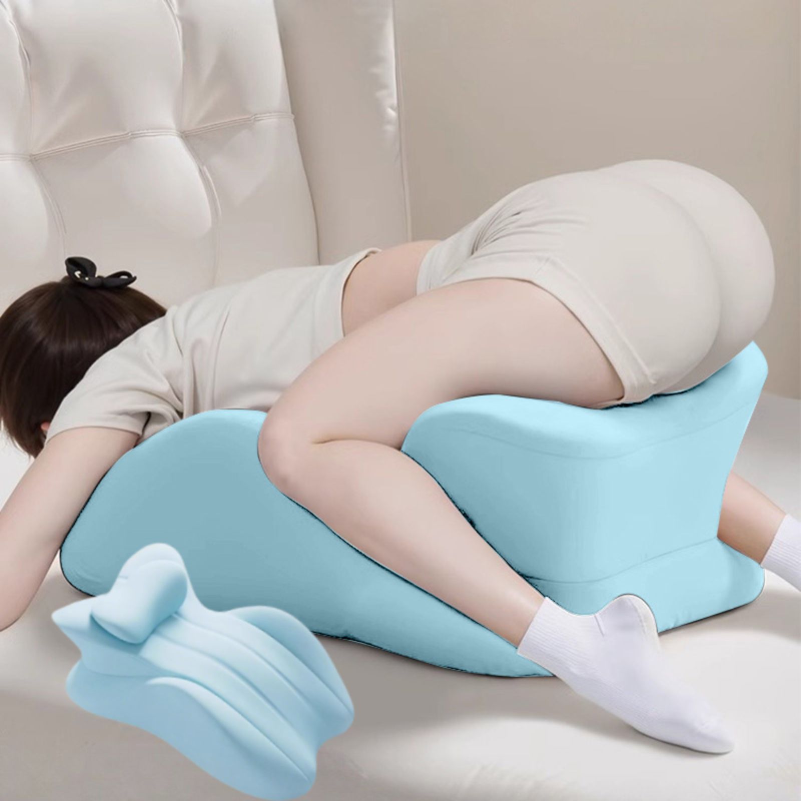 【新品、未使用】多機能うつ伏せ寝枕 カップルクッション ゲーム 読書 仮眠用サポート 多機能 サポート高密度メモリフォームの身体フィット感と姿勢支持 腰枕足枕 むくみ 腰痛 肩こり 軽