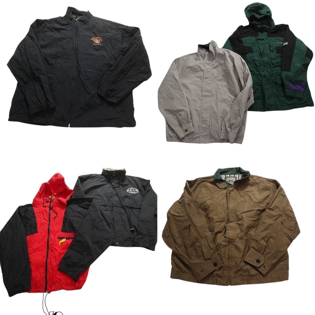 古着卸 まとめ売り フルジップ ジャケット 6枚セット (メンズ XL ) 切替 ボックスシルエット ドローコード ワンポイント 中古 古着 MY6125