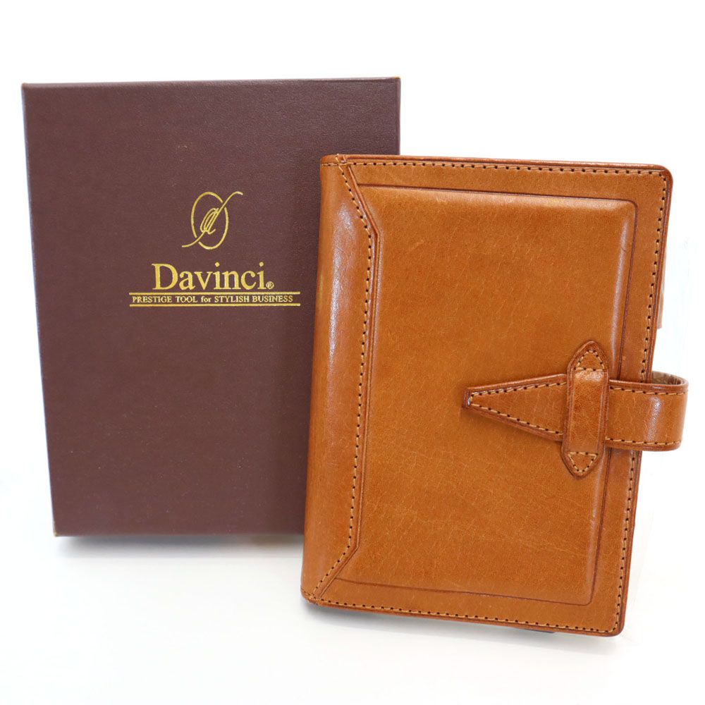 ダヴィンチ ロロマクラシック レザー 手帳カバー  ブラウン Davinci アドレス帳 メモ帳 箱付き メンズ