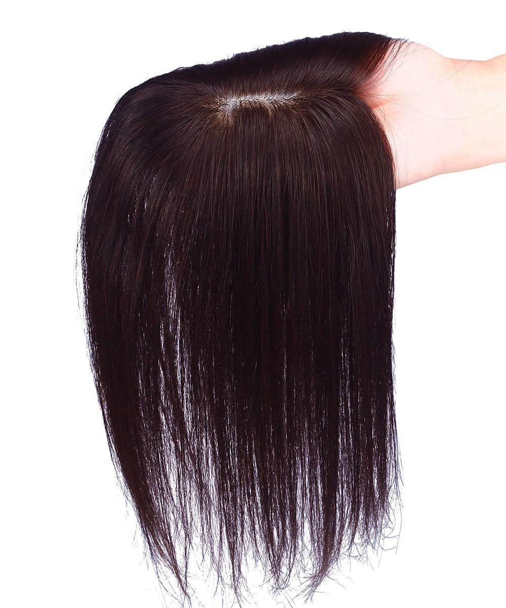 医療用ウィッグ 黒髪 ハゲ隠し 円形脱毛 ヘアピース 女性 横7cm縦10cm 薄毛隠し 白髪 トップカバー パッツンバング つむじ付き ウィッグ 増毛 軽量 25CM 自然 人工皮膚 リアル 栗色 人毛100％ 部分ウィッグ HIYE