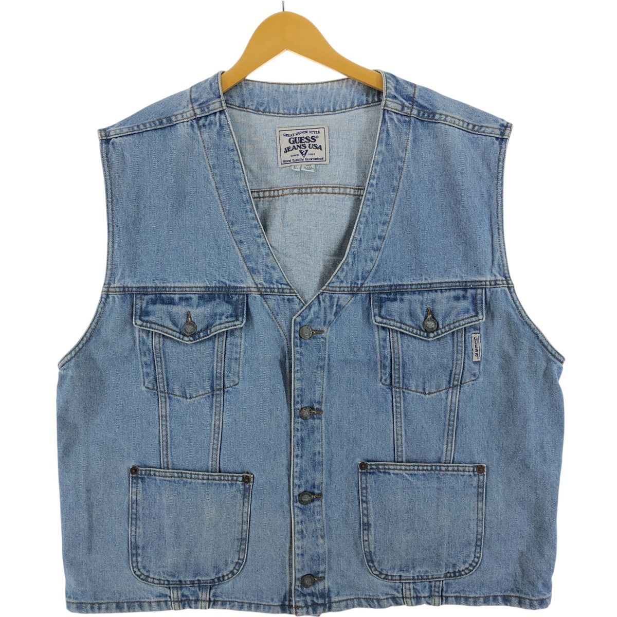 古着 90年代 ゲス Guess JEANS デニムベスト USA製 メンズXL相当 