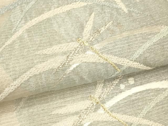 無月　袋帯　斜め縞　全通　刺繍　抽象模様　着物　104a d お仕立て付き【尾峨佐染繍◇銀通し刺繍袋帯】月下美人 黒 白の