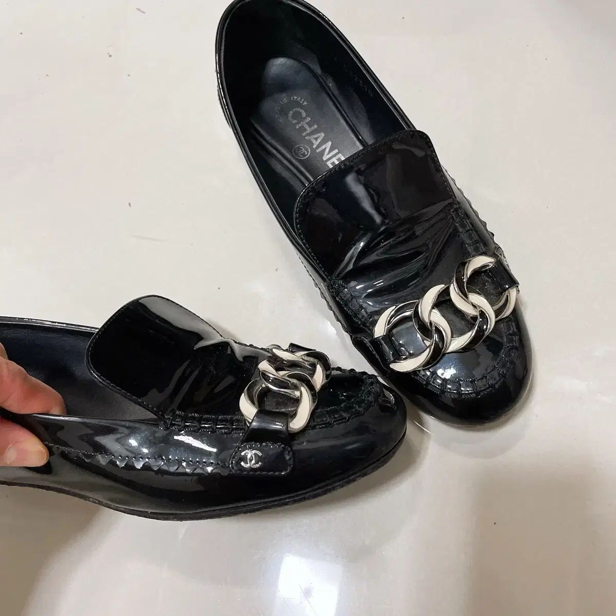 CHANEL シャネル チェーン ローファー 37 サイズ 黒