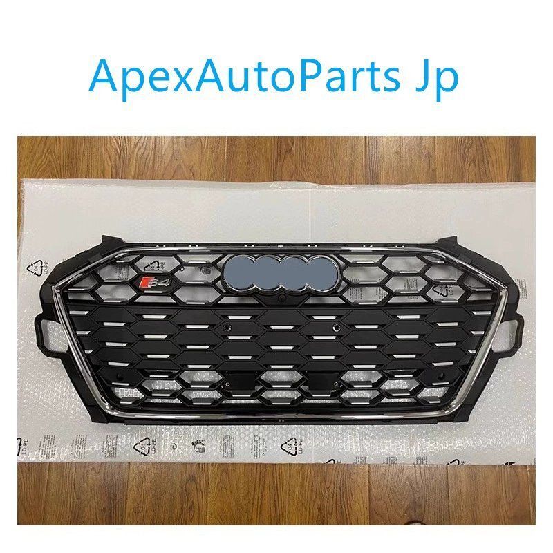 2020- 式 アウディA4 B9.5 S4スタイルフロントグリル S4バンパー用エアインテークグリル グロスブラック エンブレム付きDL14LYX人気注目
