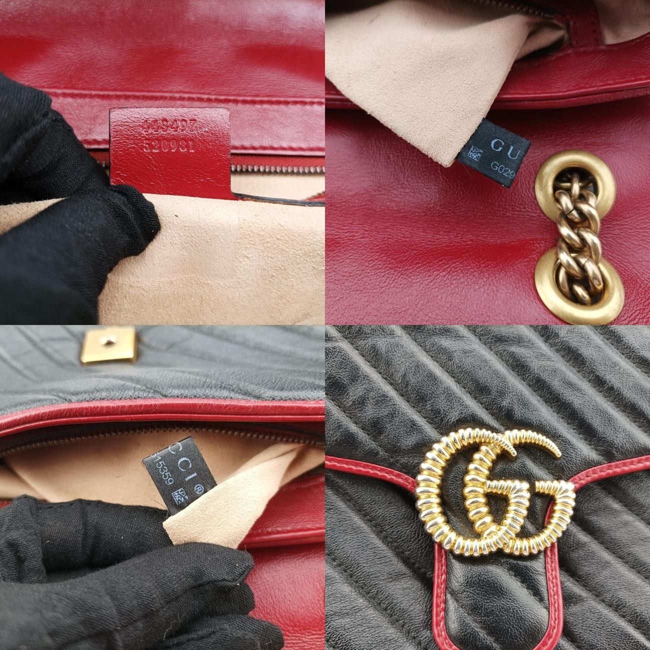 グッチGucciGGマーモントブラック×レッドレザー443497G029515359