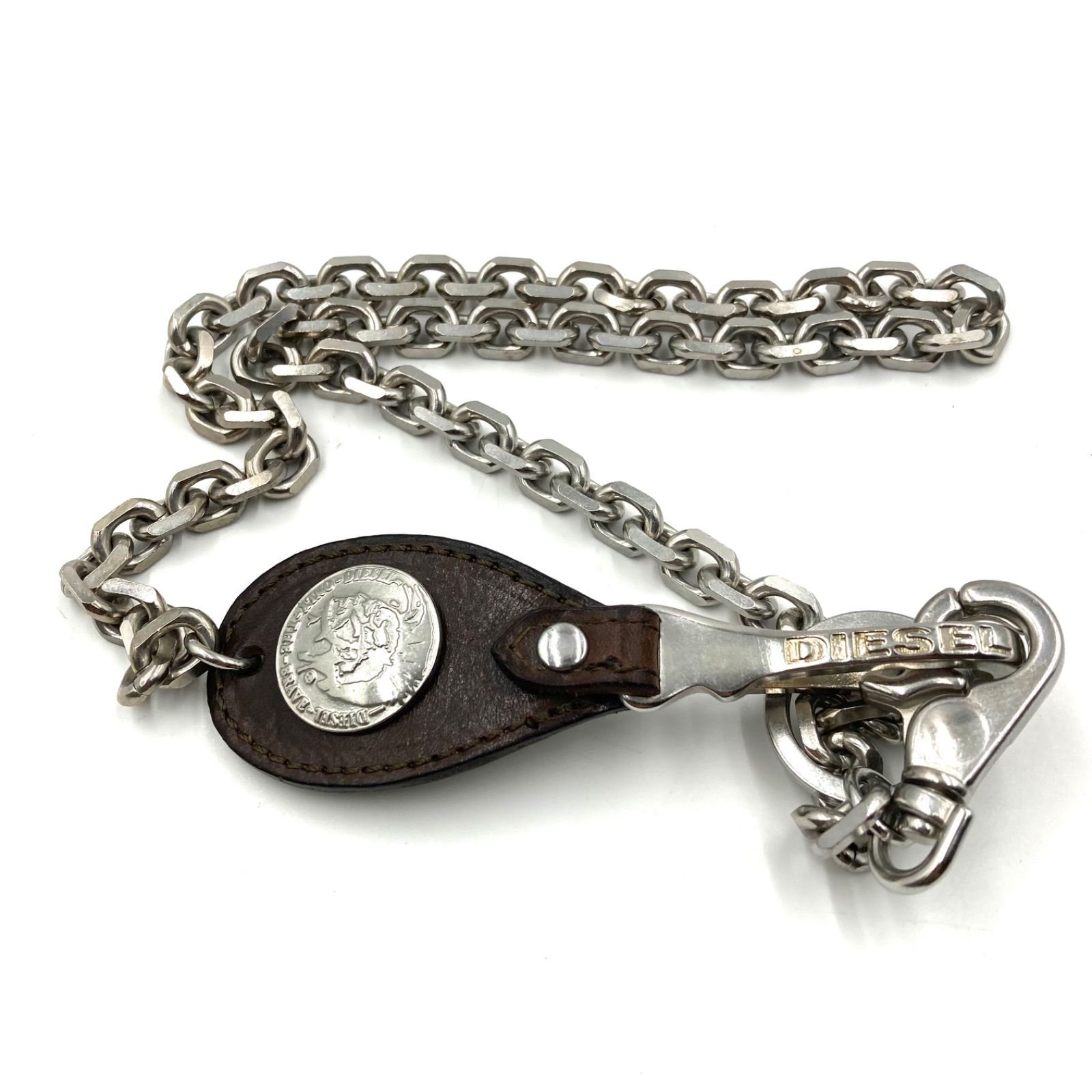 □美品□DIESEL ディーゼル ロゴコンチョ付きウォレットチェーン